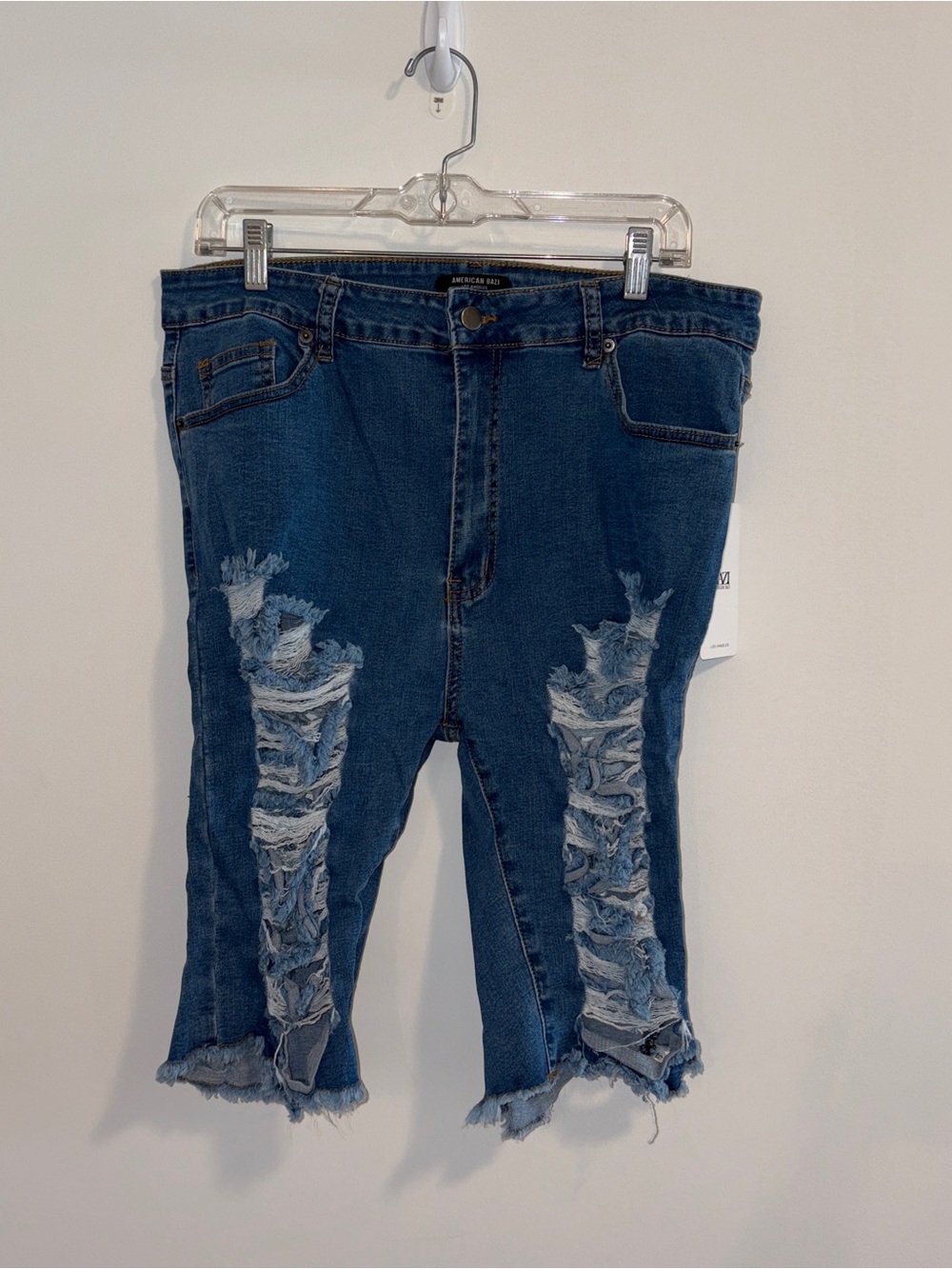 American Bazi Dark Blue Distressed Women’s Jean Shorts
